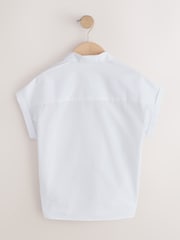 Blanco - Short Sleeve Revere Collar Boxy Fit School Shirts 2 Pack (9-18yrs) - Imagen 7 de 9