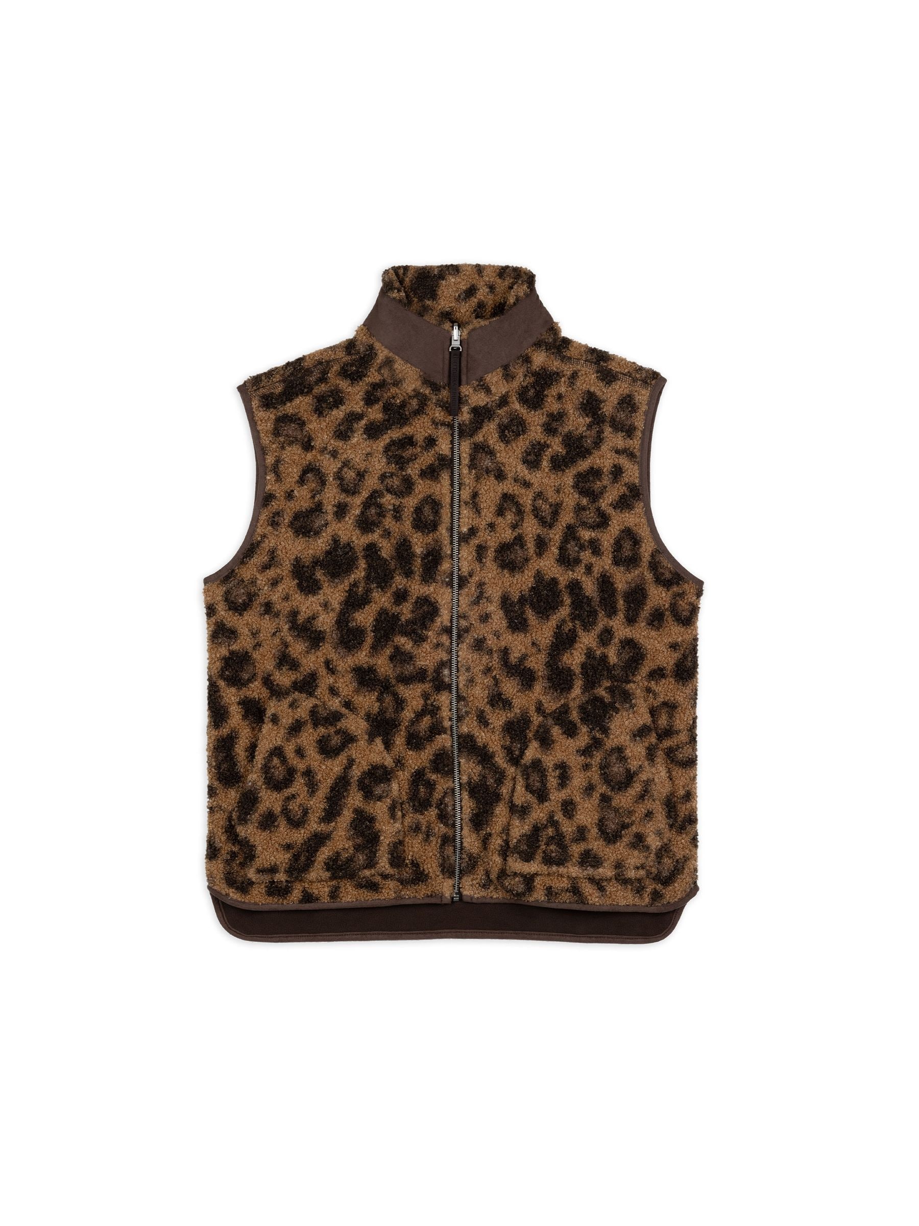 Buy Chelsea Peers Brown Borg Fleece Leopard Print Reversible Gilet