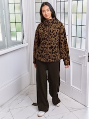 Chelsea Peers Brown Borg Fleece Leopard Print Jacket - Image 2 of 6