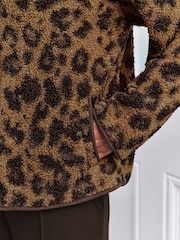 Chelsea Peers Brown Borg Fleece Leopard Print Jacket - Image 5 of 6