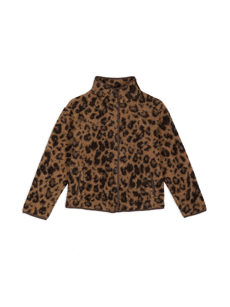 Chelsea Peers Brown Borg Fleece Leopard Print Jacket - Image 6 of 6 Chelsea Peers Brown Borg Fleece Leopard Print Jacket - Image 6 of 6