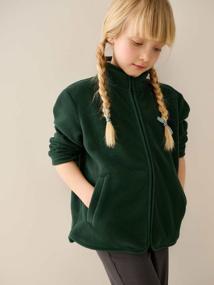 Green Zip-Up Fleece Jacket With Pockets (3-16yrs) - Image 2 of 8 Green Zip-Up Fleece Jacket With Pockets (3-16yrs) - Image 2 of 8