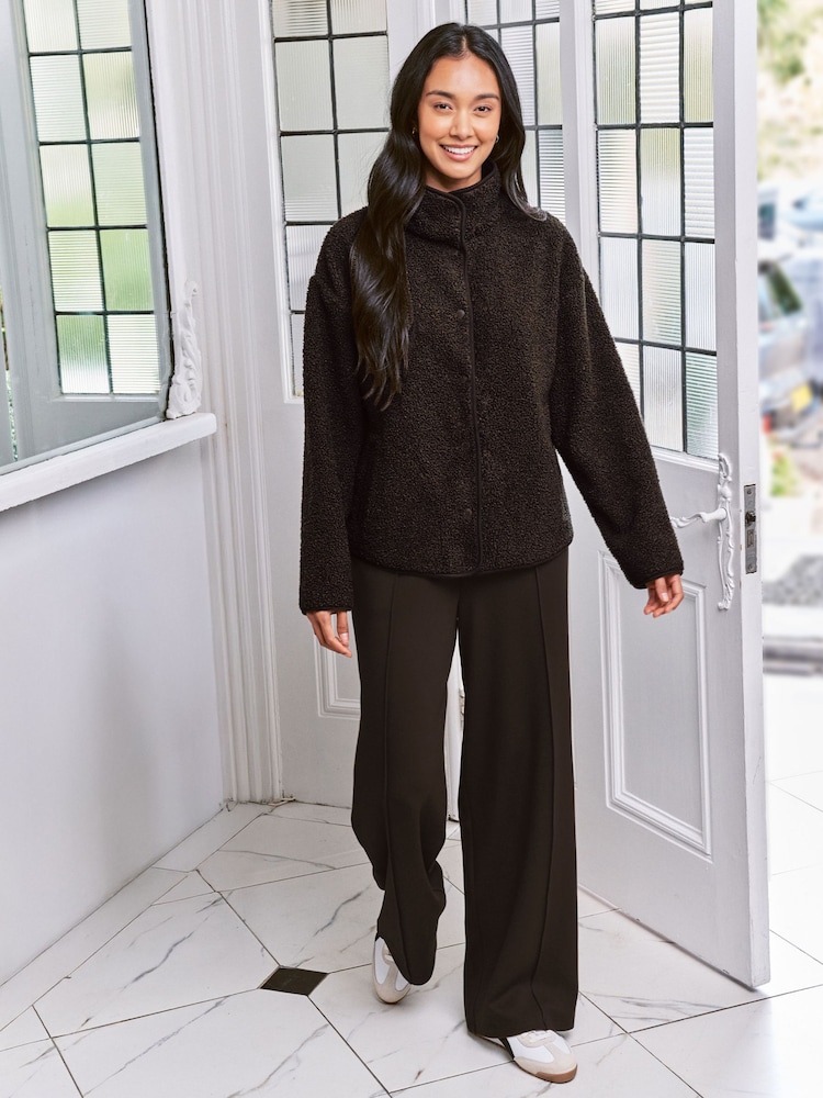 Chelsea Peers Brown Borg Fleece Jacket - Image 2 of 6 Chelsea Peers Brown Borg Fleece Jacket - Image 2 of 6