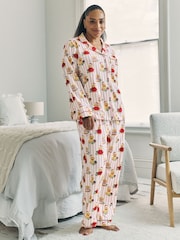 Chelsea Peers Off White Cotton Chip the Christmas Cockapoo Dog Print Long Pyjamas Set - Image 3 of 8