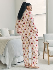 Chelsea Peers Off White Cotton Chip the Christmas Cockapoo Dog Print Long Pyjamas Set - Image 4 of 8