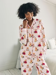Chelsea Peers Off White Cotton Chip the Christmas Cockapoo Dog Print Long Pyjamas Set - Image 5 of 8