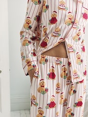 Chelsea Peers Off White Cotton Chip the Christmas Cockapoo Dog Print Long Pyjamas Set - Image 6 of 8