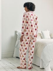 Chelsea Peers Off White Cotton Chip the Christmas Cockapoo Dog Print Long Pyjamas Set - Image 8 of 8
