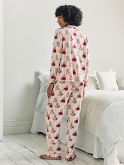 Chelsea Peers Off White Cotton Chip the Christmas Cockapoo Dog Print Long Pyjamas Set - Image 9 of 9