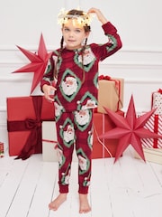 Chelsea Peers Red Christmas Jolly Santa Print Long Pyjamas Set - Image 1 of 5