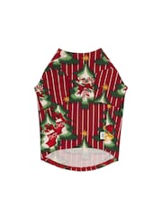 Chelsea Peers Red Pets Cotton Christmas Tree Stripe Pyjama T-Shirt - Image 3 of 4