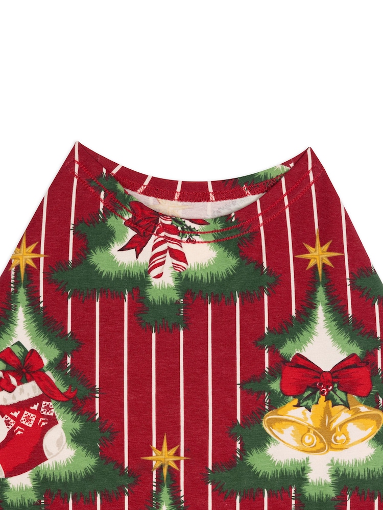 Chelsea Peers Red Pets Cotton Christmas Tree Stripe Pyjama T-Shirt - Image 4 of 4 Chelsea Peers Red Pets Cotton Christmas Tree Stripe Pyjama T-Shirt - Image 4 of 4