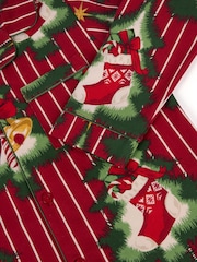 Chelsea Peers Red Cotton Christmas Tree Stripe Long Pyjamas Set - Image 3 of 4
