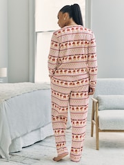 Chelsea Peers Off White The Bear Christmas Fair Isle Print Long Pyjamas Set - Image 9 of 9