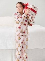 Chelsea Peers Natural Cotton Chip the Christmas Cockapoo Dog Print Long Pyjamas Set - Image 1 of 5