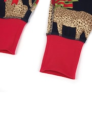 Chelsea Peers Blue Christmas Leopard Print Long Pyjamas Set - Image 3 of 6