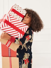 Chelsea Peers Blue Christmas Leopard Print Long Pyjamas Set - Image 4 of 6