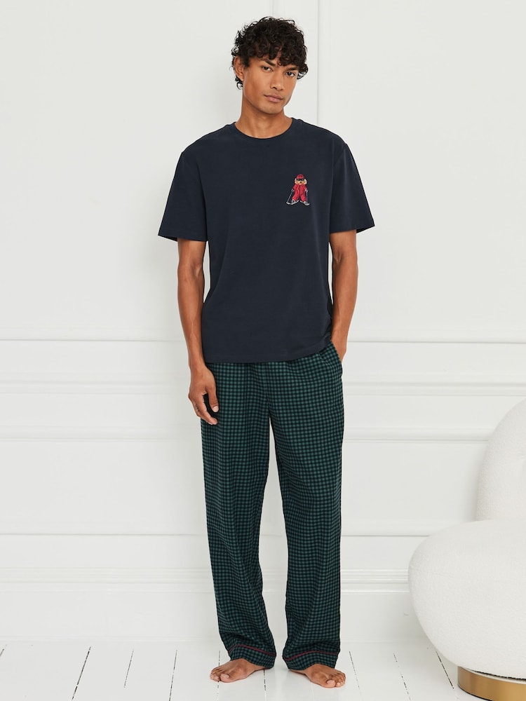 Chelsea Peers Green Cotton Embroidered Skiing Chip the Cockapoo Gingham Long Pyjamas Set - Image 1 of 6 Chelsea Peers Green Cotton Embroidered Skiing Chip the Cockapoo Gingham Long Pyjamas Set - Image 1 of 6