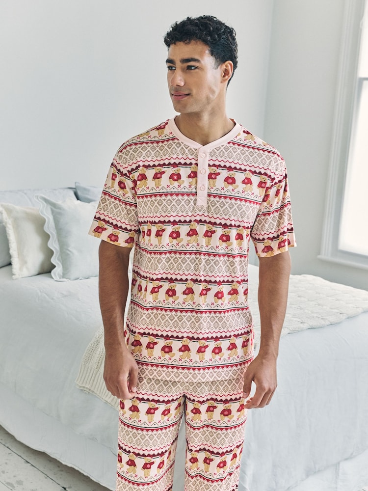Chelsea Peers Natural The Bear Christmas Fair Isle Print Long Pyjamas Set - Image 2 of 6 Chelsea Peers Natural The Bear Christmas Fair Isle Print Long Pyjamas Set - Image 2 of 6