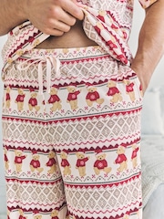 Chelsea Peers Natural The Bear Christmas Fair Isle Print Long Pyjamas Set - Image 3 of 6