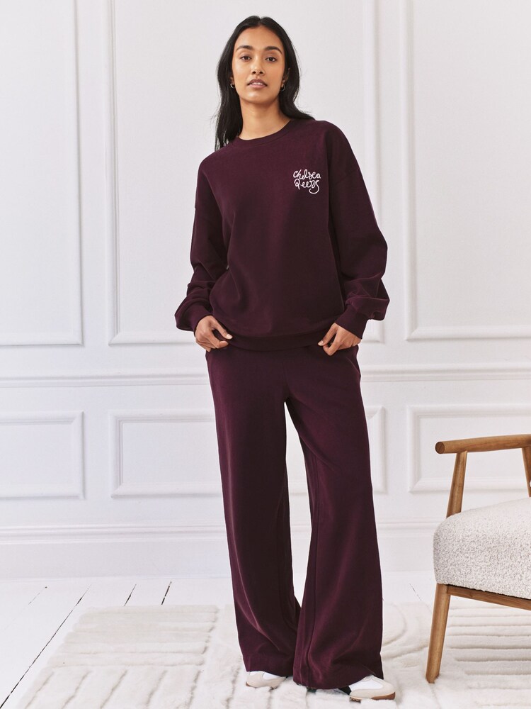 Chelsea Peers Red Embroidered Script Logo Sweatshirt - Image 2 of 6 Chelsea Peers Red Embroidered Script Logo Sweatshirt - Image 2 of 6