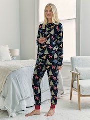 Chelsea Peers Christmas Dinosaur Print Long Pyjamas Set - Imagen 1 de 5