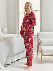 Chelsea Peers Christmas Santa Snowball Print Long Pyjamas Set - Bild 1 von 5