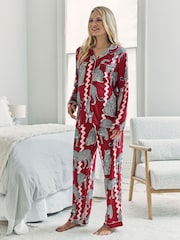 Chelsea Peers Snow Leopard Wavy Stripe Print Long Pyjamas Set - Imagen 1 de 6