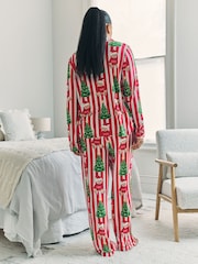 Chelsea Peers Red Christmas Teddy Bear Stripe Print Long Pyjamas Set - Image 9 of 9