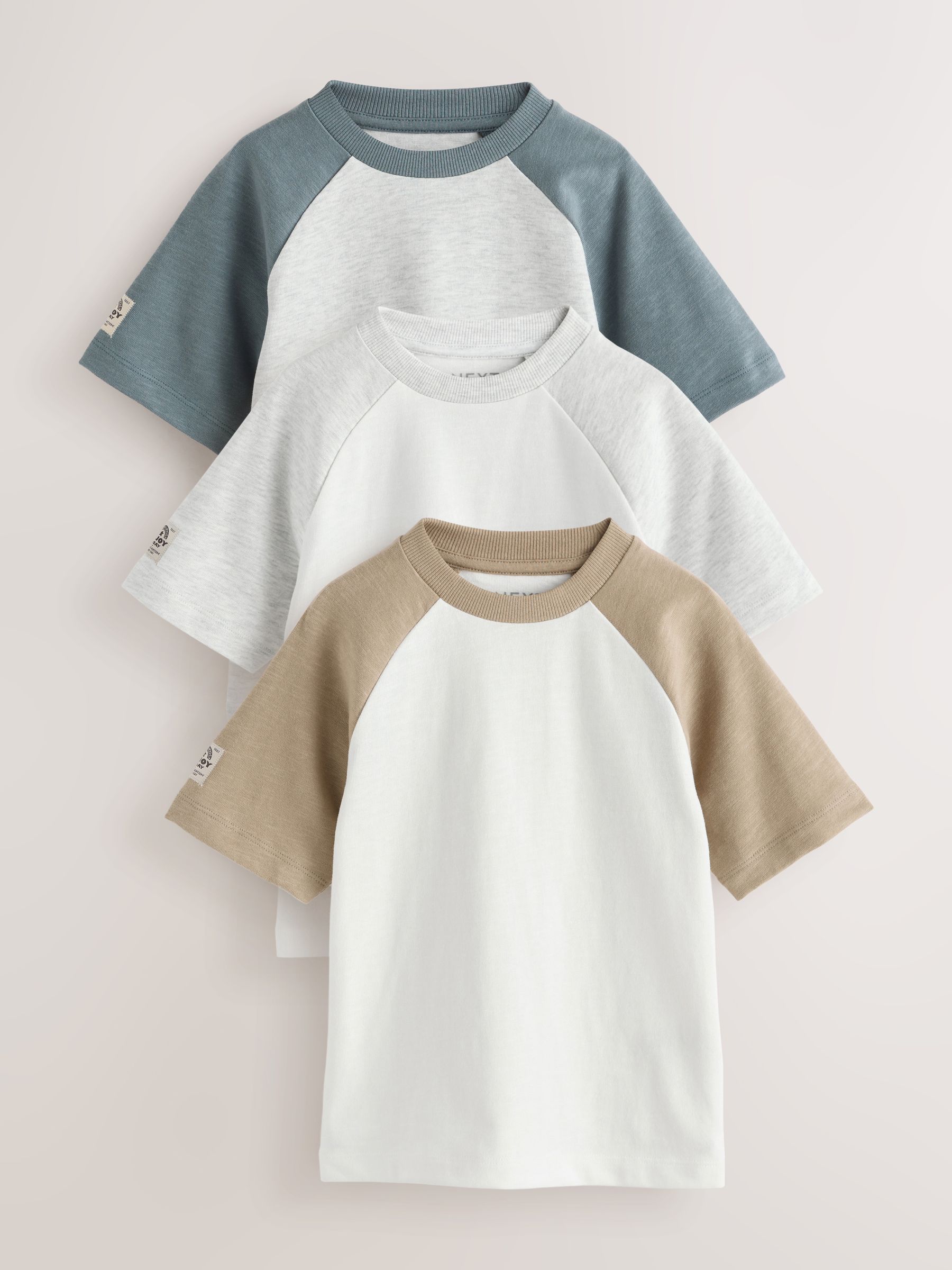 Buy Grey Long Sleeve Raglan T-Shirts 3 Pack (3mths-7yrs) from the