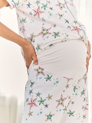 Chelsea Peers Off White Maternity Cotton Star Print Long Pyjamas Set - Image 3 of 6
