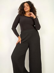 Roman Black Curve Textured Stretch Trousers - Image 1 of 5