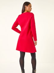 Roman Red Petite Buttoned Knit Dress - Image 3 of 5