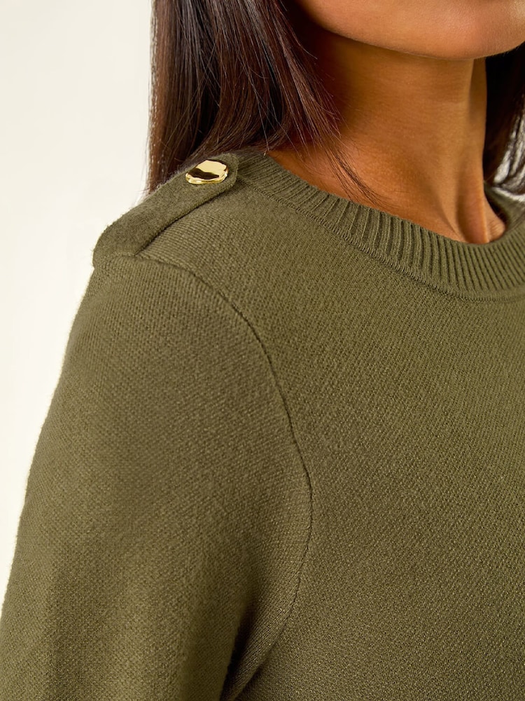 Roman Green Petite Buttoned Knit Dress - Image 5 of 5