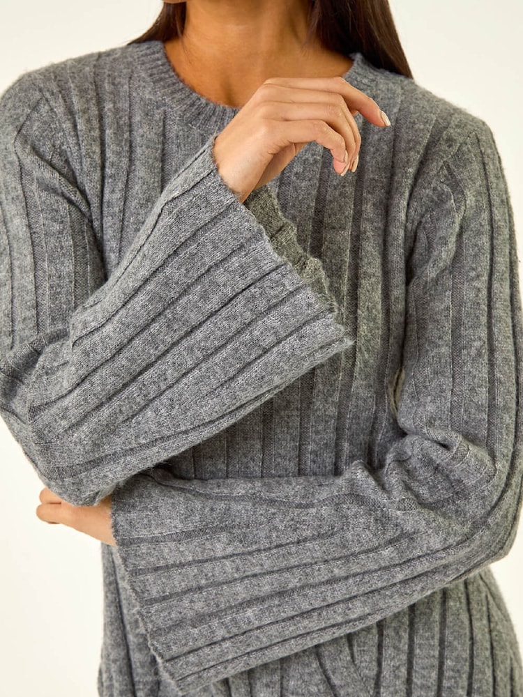 Roman Grey Petite High Neck Knitted Dress - Image 5 of 5 Roman Grey Petite High Neck Knitted Dress - Image 5 of 5