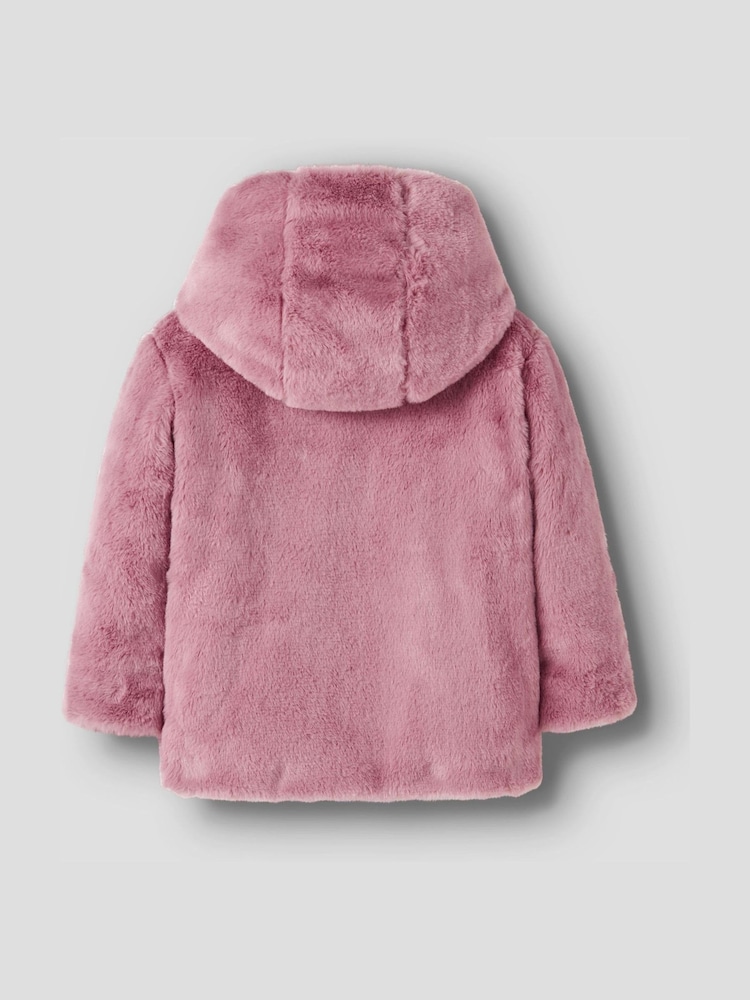 Name It Purple Fluffy Hooded Jacket - Image 2 of 4 Name It Purple Fluffy Hooded Jacket - Image 2 of 4