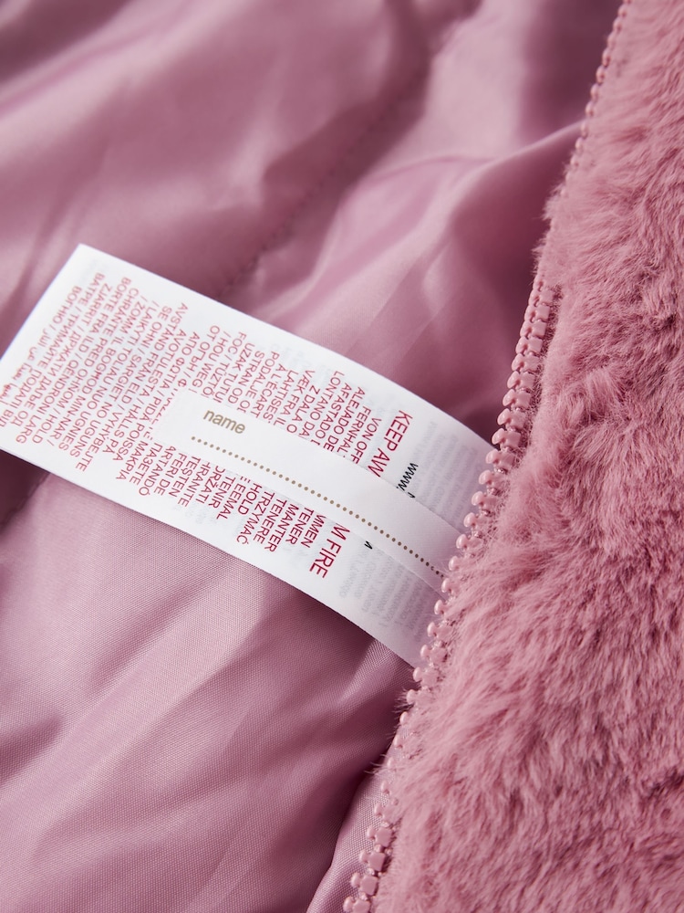 Name It Purple Fluffy Hooded Jacket - Image 4 of 4 Name It Purple Fluffy Hooded Jacket - Image 4 of 4