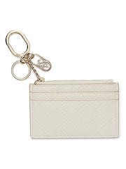 Victoria's Secret Soft Ivory White Woven Card Case Keyring - Image 1 of 2