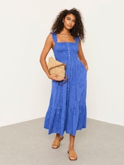 FatFace Eva Cobalt Blue Petite Midi Dress - Image 1 of 6