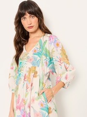 FatFace Lilibet Ivory Tropical Petite Midi Dress - Image 4 of 6