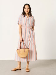 FatFace Susie Multi Petite Stripe Shirt Dress - Image 1 of 5