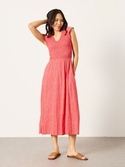 FatFace Demi Red Coral Texture Petite Jersey Midi Dress - Image 5 of 6