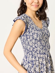 FatFace Demi Blue Shells Petite Jersey Midi Dress - Image 3 of 5