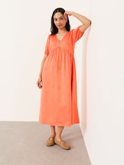 FatFace Remi Coral Pink Petite Midi Dress - Image 1 of 1