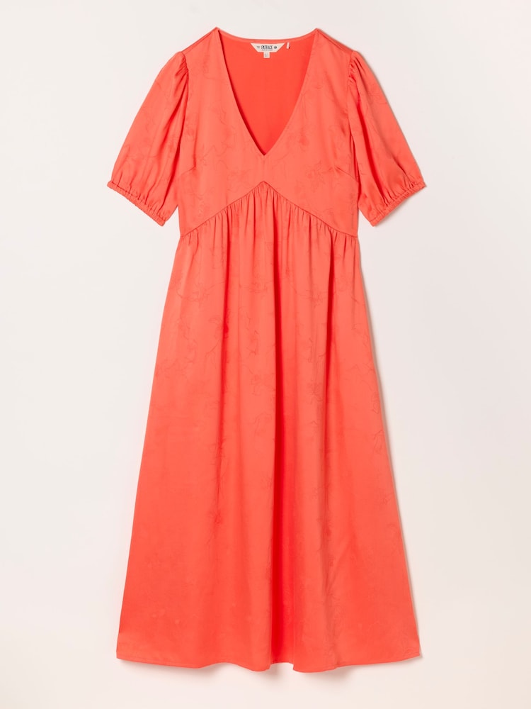 FatFace Remi Coral Pink Petite Midi Dress - Image 1 of 1