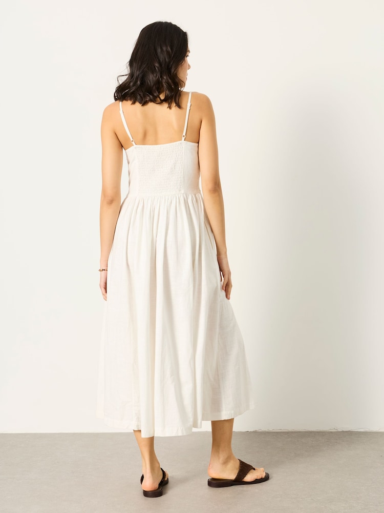 FatFace Hazel Ivory Petite Embroidered Midi Dress - Image 2 of 5 FatFace Hazel Ivory Petite Embroidered Midi Dress - Image 2 of 5
