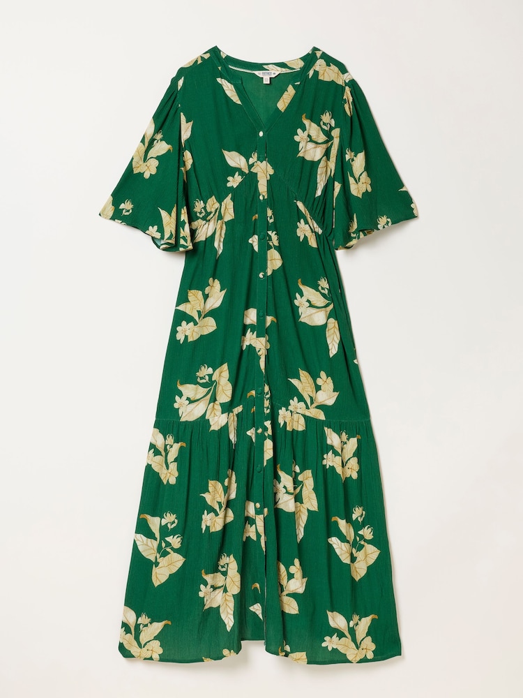 FatFace Paige Green Tonal Leaves Petite Midi Dress - Image 5 of 5 FatFace Paige Green Tonal Leaves Petite Midi Dress - Image 5 of 5