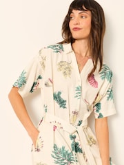 FatFace Cleo Ivory Sketched Shells Petite Shirt Dress - Image 4 of 7