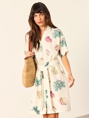 FatFace Cleo Ivory Sketched Shells Petite Shirt Dress - Image 5 of 7