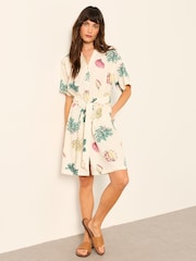 FatFace Cleo Ivory Sketched Shells Petite Shirt Dress - Image 6 of 7